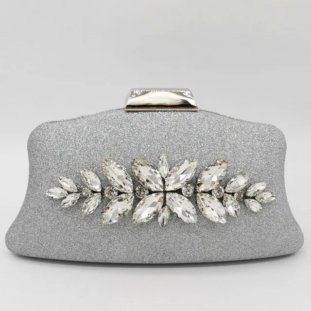 Silver Clutch Bag Boutique De FGG Блестящий женский клатч с кристаллами, вечерние сумки для невесты, вечерние кошельки и сумочки для свадебной вечеринки, Сумка с бриллиантами - Цвет: Silver Clutch Bag