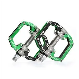 Black Green ROCKBROS, сверхлегкие велосипедные педали с подшипником, MTB, алюминиевая ось, 9/16 дюймов, велосипедные педали, полые велосипедные Плоские Педали, Bmx части для велосипедов - Цвет: Black Green