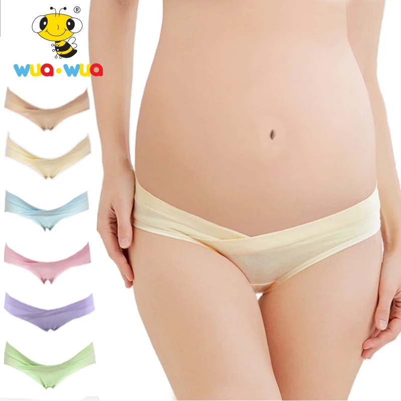 Wua Pregnant Women Panties 5pcs/lot Low Waist Underwear Soft Maternity Plus Size M-3XL U-Shaped Pregnancy Briefs |