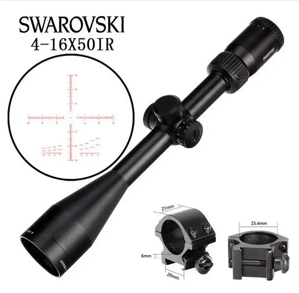 Китай SWAROVSKl 4-16X50 IR Riflescope F191 с красной подсветкой Стекло гравированное сетка башенки сброс полный размер охотничьи прицелы