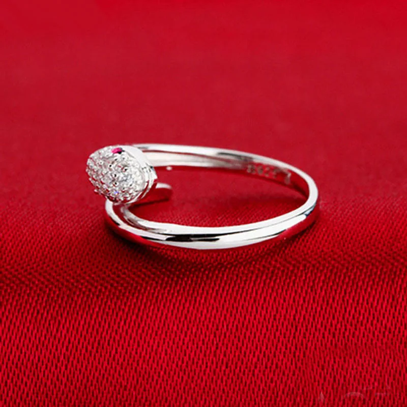 Милый маленький змей 925 пробы серебро отверстия кольцо Цирконий шипованные палец