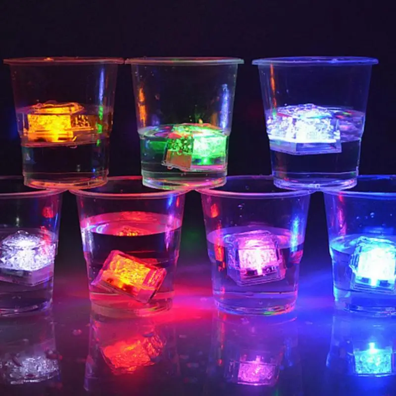 12 шт DIY красочная вспышка LED питьевые кубики льда свадебный фестиваль Декор для