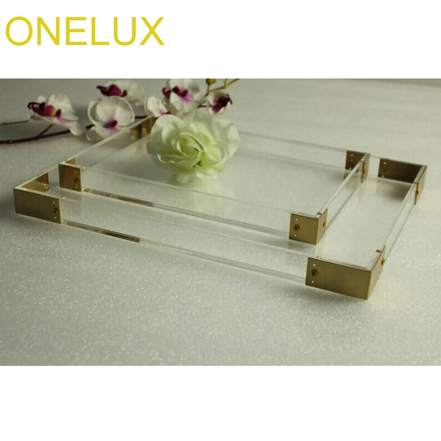 (2 шт./лот) прозрачные лотки для хранения косметики Lucite с металлическими