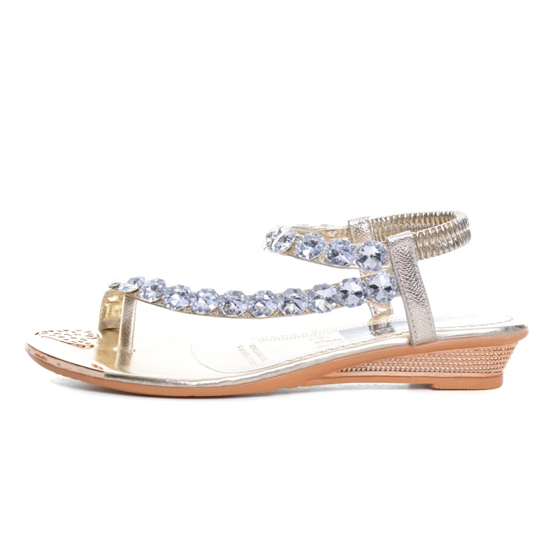 HEE GRAND/женские летние босоножки блестящий кристалл обувь на танкетке женские