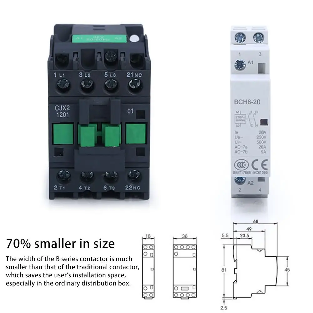 Контактор переменного тока 2P 20A 230V 2NO 60HZ Din Rail бытовое прочное реле контактора