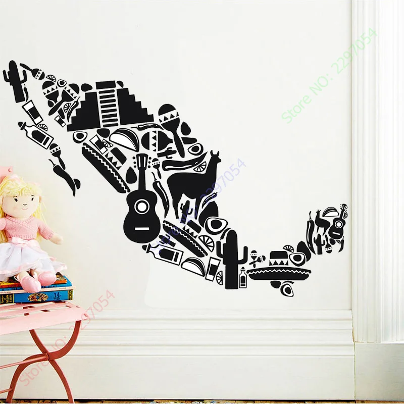 Free Shipping Wall Stickers Vinyl Decal Mexico Mexican Latin America Cool Decor 98x142cm