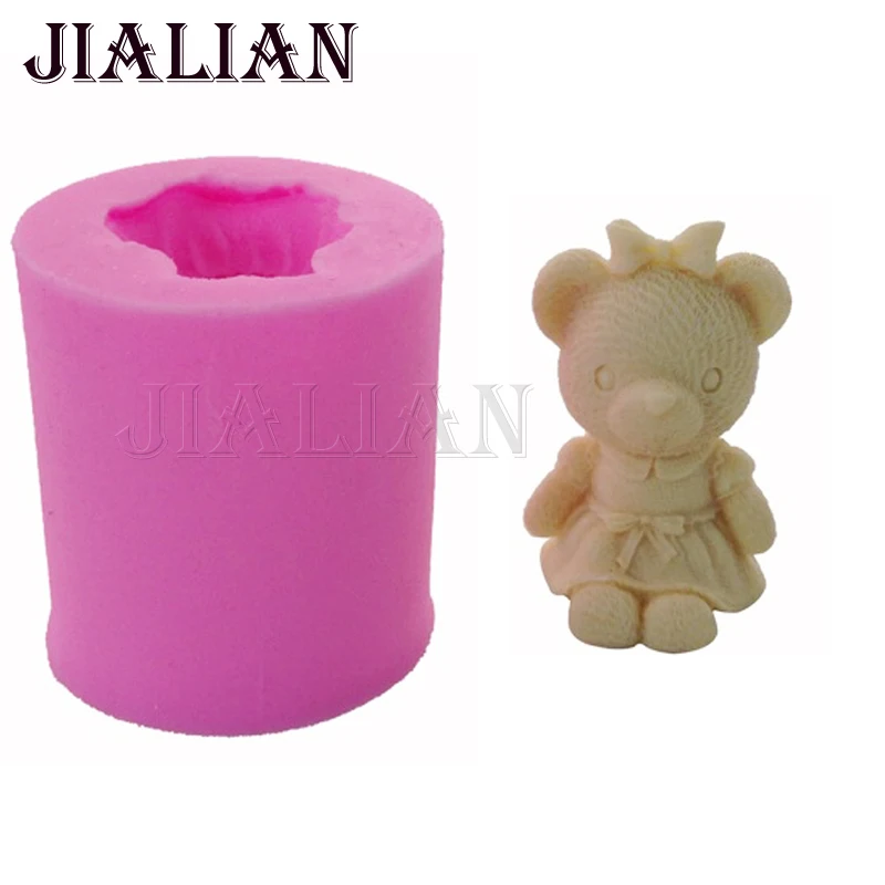 3D Силиконовая форма в форме медведя с бантиком инструменты для украшения торта