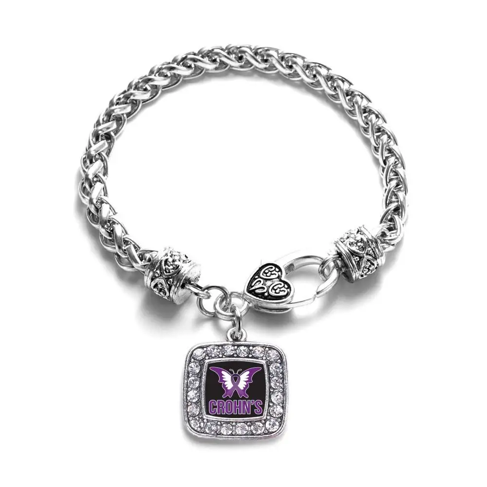 Crohn's болезни площадь Шарм старинное серебро покрытием Crystal Jewelry