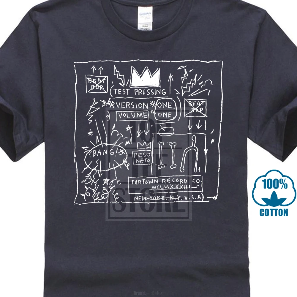 Тёмно-синий Новые популярные джинсы Michel Basquiat Crown Warhol мужские черные футболки Размер S 3Xl - Цвет: Тёмно-синий
