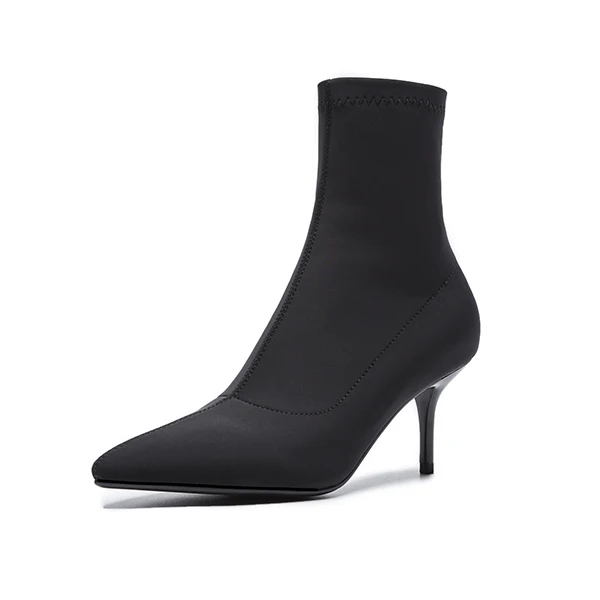 black SOPHITINA Sexy Pointed Toe Boots Fashion High Quality Silk Thin Heels Solid Women's Shoes New Hot Sale Unique Ankle Boots MO238 - Цвет: black