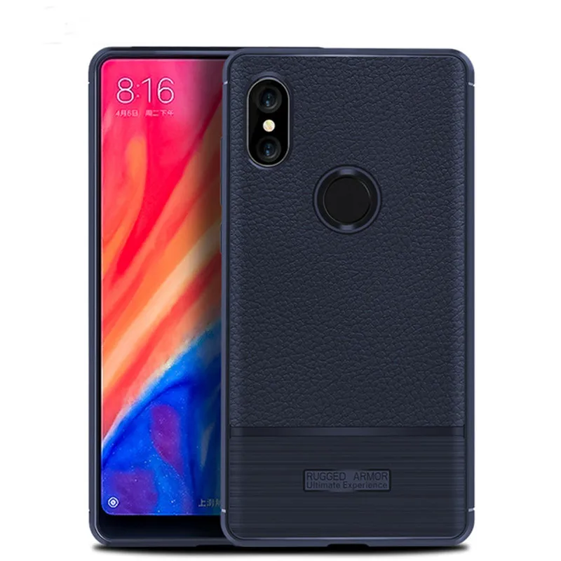 SRHE For Xiaomi Mi Mix 2S Case Cover Litchi Texture Carbon Fiber Soft Silicone Full Back Mix2S |