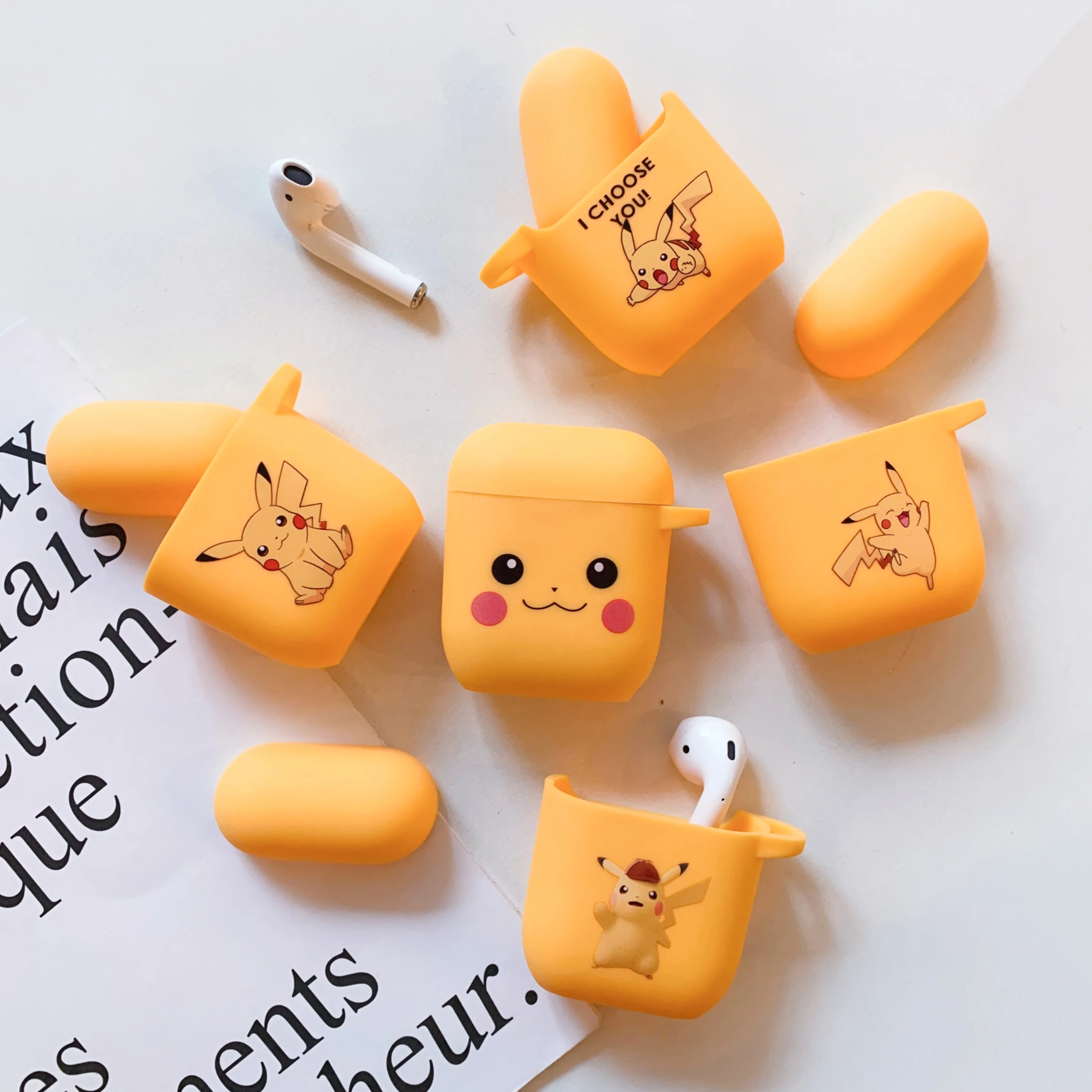 Беспроводной чехол для наушников Pokemon Pikachu с Bluetooth для Apple AirPods, силиконовый чехол для наушников s для Airpods1/2, защитный чехол
