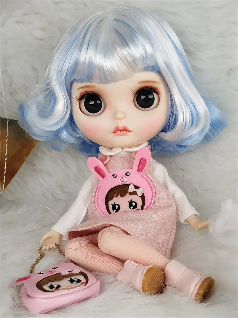Лучший популярный 1/6 Blyth кукла с голубым и белым цветом короткие волосы подходит для DIY Изменить игрушка BJD для девочек