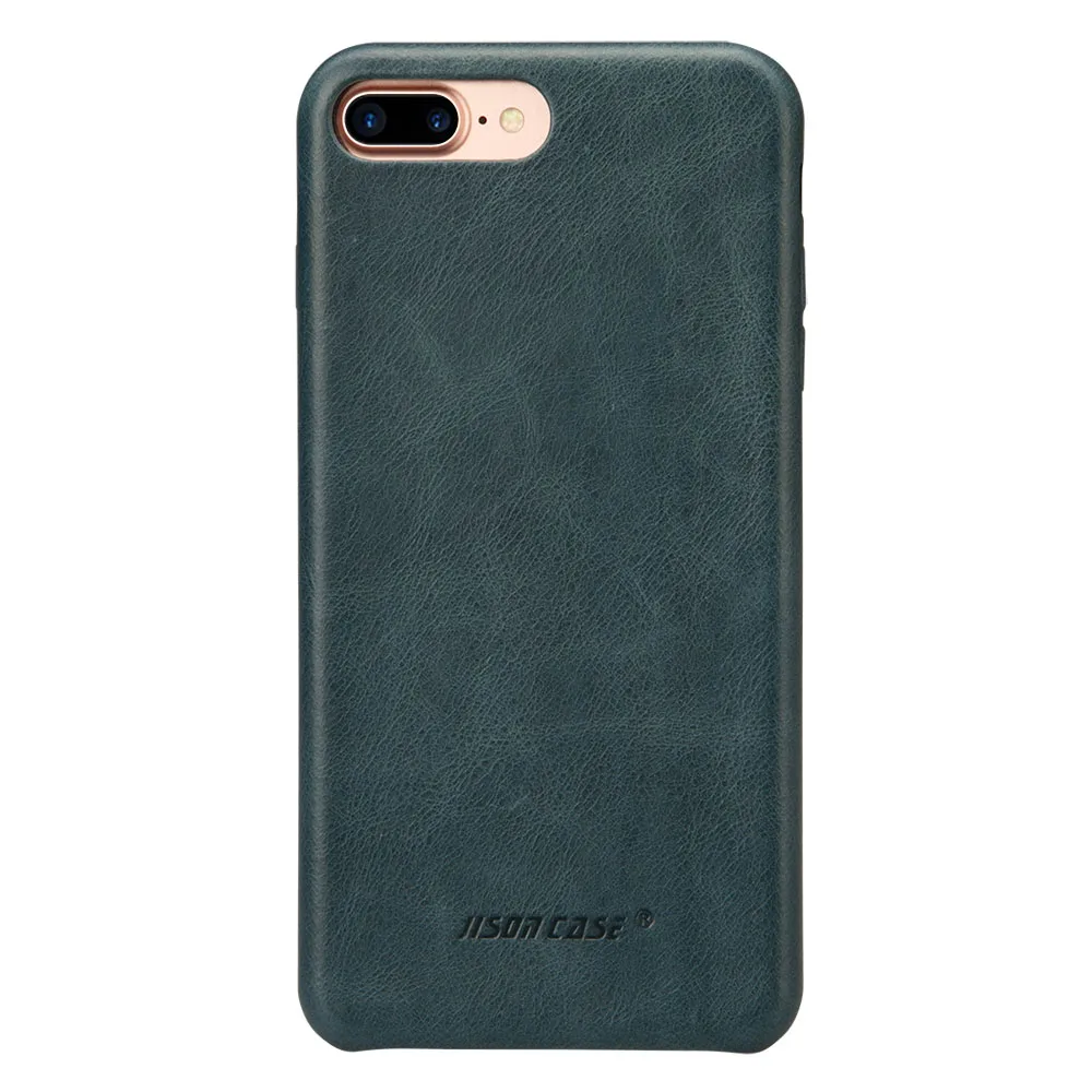 Синий Jisoncase Натуральная кожа телефон чехлы для iPhone 7 случай Роскошные задняя крышка тонкий мобильный телефон чехлы для iPhone 7 плюс 5.5 дюймов Обложка Антидетонационные Настоящая кожа случай Подлинная кожа - Цвет: Синий