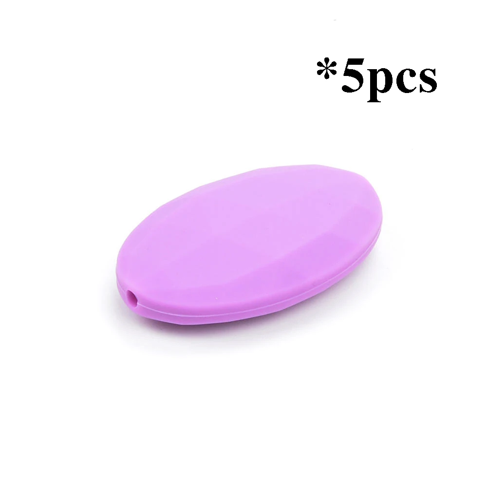 medium purple LOFCA 5 шт. плоские овальные бусины для прорезывания зубов Силиконовые Детские Прорезыватели для кормления diy жевательные Бисероплетение жемчужное ожерелье ювелирные изделия - Цвет: medium purple