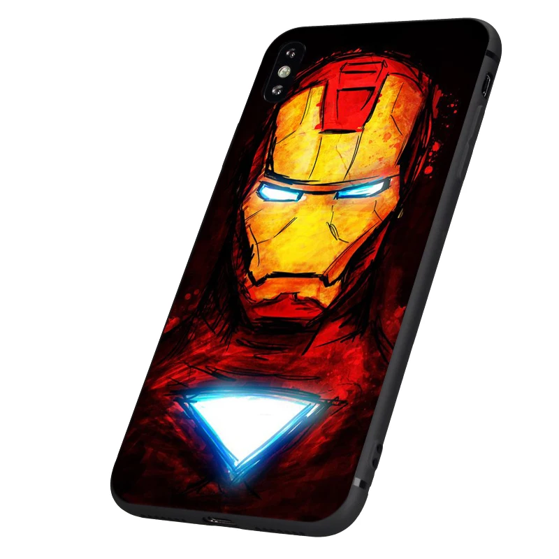 Черный ТПУ чехол для iphone 5 5S se 6 6s 7 8 plus x 10 XR XS MAX силиконовый чехол Marvel мстители капитан Железный человек танос