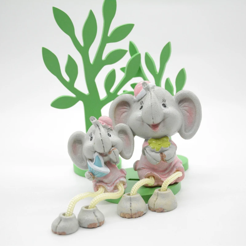 Милый слон цифры статус смолы куклы фигурки Kid Игрушка миниатюрный Украшения