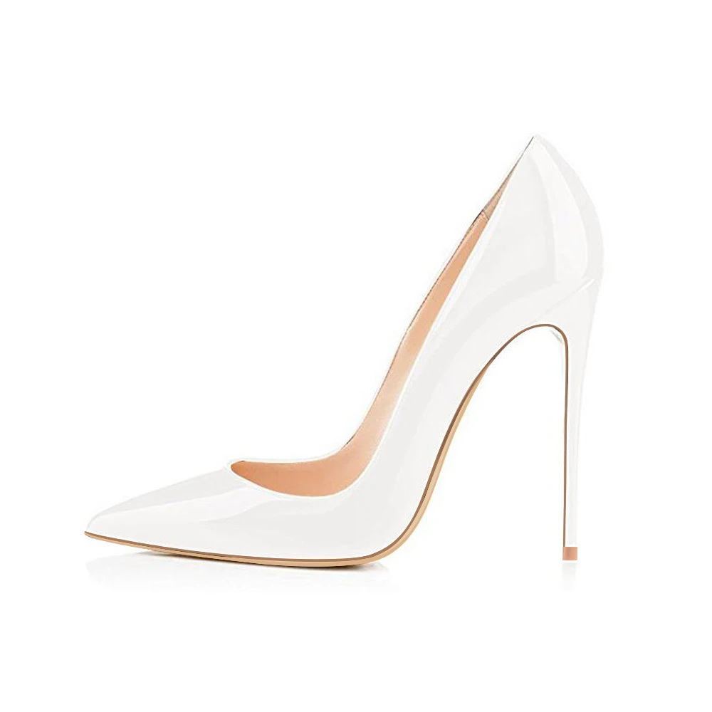 White 12cm Женские туфли-лодочки на высоком каблуке 12 см; женские туфли на шпильке; женские пикантные Туфли на каблуке для выпускного; свадебные туфли; цвет черный, серебристый; большие размеры 6-12 - Цвет: White 12cm