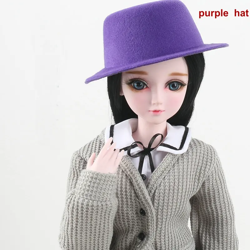 Кукла шляпа для Bjd 1/3 кукла девочка Топ шляпа красный/синий/черный/фиолетовый шапка-Кепка для кукол аксессуары для кукол Bjd