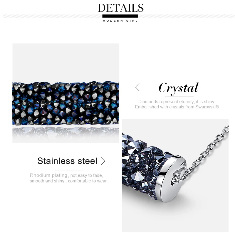 BAFFIN Изящные камни труба кулон ожерелье колье синие кристаллы от Swarovski для женщин Свадебный праздник серебряный цвет DIY ювелирные изделия