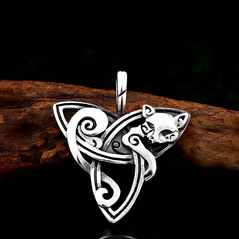 Стальной солдат викингов triquetra fenrir кулон ожерелье из нержавеющей стали Кошка