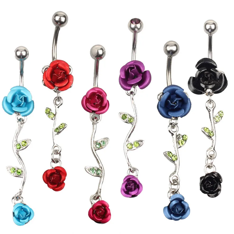 Популярный бренд 2017 пирсинг Ювелирное кольцо для пупка живота Двойные листья