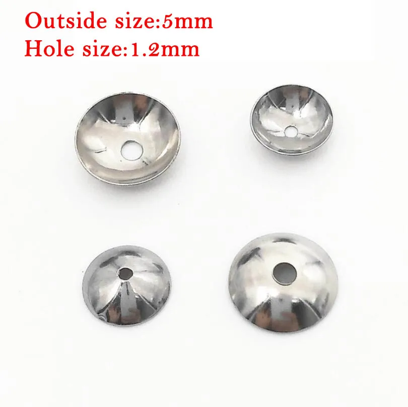 5x1.2mm 100 шт./лот Нержавеющая сталь Серебряный Тон Шарм шапочки с типом спайки Round 3 4 5 6 8 10 мм Ювелирные изделия из жемчуга разъемы подходят DIY кисточка Браслеты решений - Цвет: 5x1.2mm