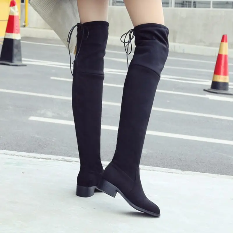 

QPLYXCO Simple fashion Big Size 34-43 Winter style warm tenis feminino pumps Boots shoes Woman over the knee long Boats X15-3