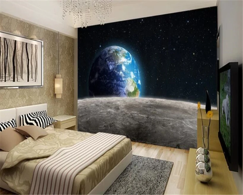 3D космическая планета звездная земля научная фантастика фон настенная живопись