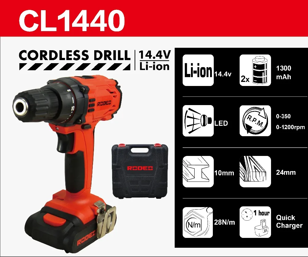 RODEO CL1440 Аккумуляторная Дрель ударная дрель 14 4 Вольт макс DC литий ионный