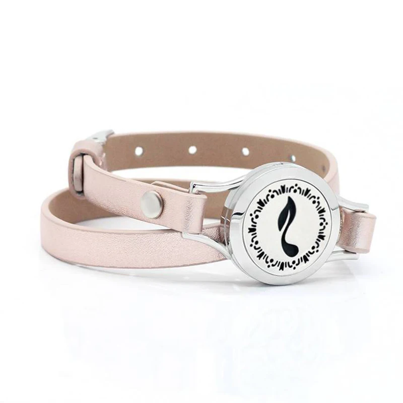 Rose Gold 122 Многослойный браслет, мужские кожаные браслеты, магнитная обёрточная бумага, эфирное масло, рассеивающий медальон, браслеты и браслеты, свадебный подарок - Окраска металла: Rose Gold 122