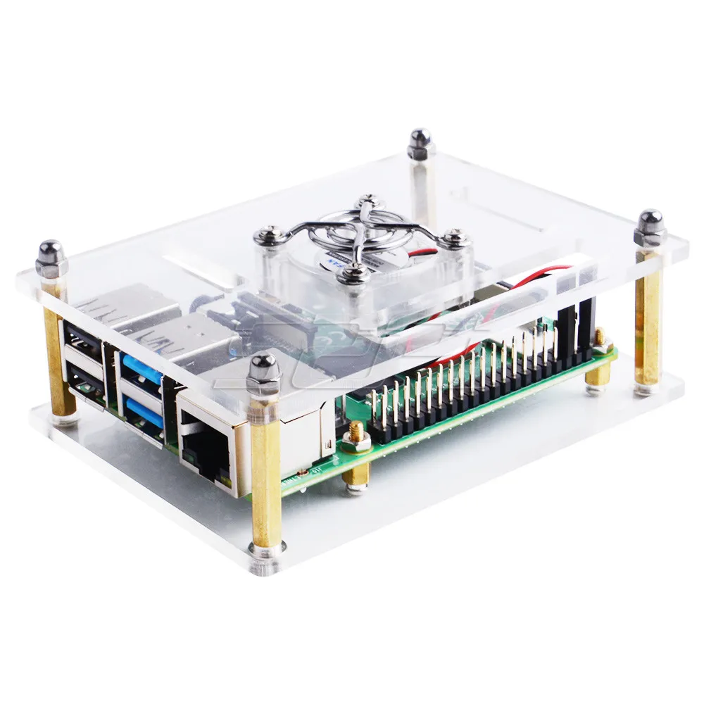 52Pi темно коричневый/прозрачный акриловый чехол для Raspberry Pi 4 Модель B с