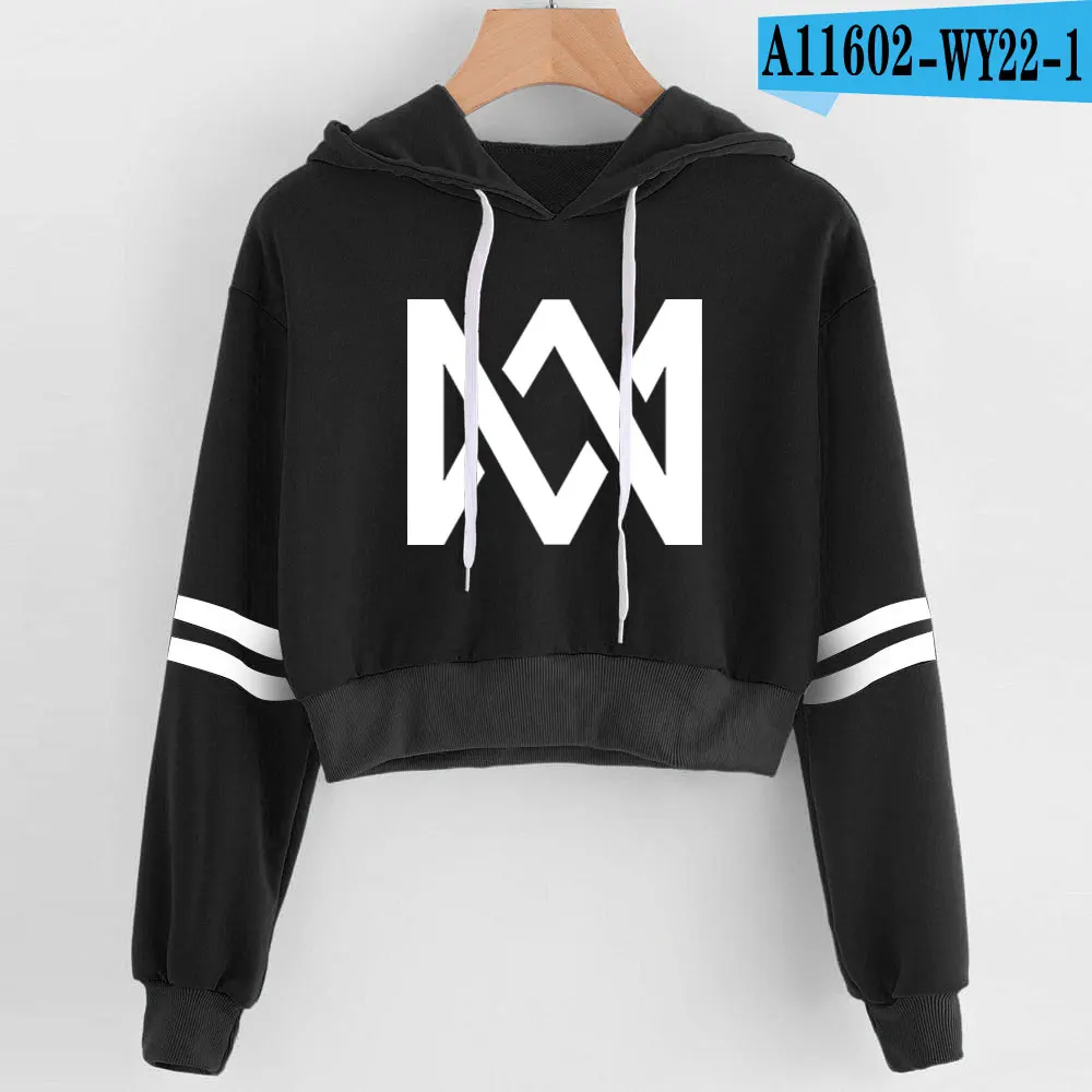 Marcus and Martinus Navel Hoodies Hip Hop New Casual Fashion women Hoodies Outwear High Street Marcus& Martinus Sexy Sweatshirt - Цвет: Black