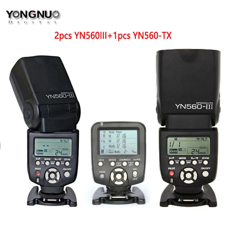 2 шт. Yongnuo YN560III YN560 III Вспышка Speedlite ручной радиоприемник Speedlight + TX беспроводной