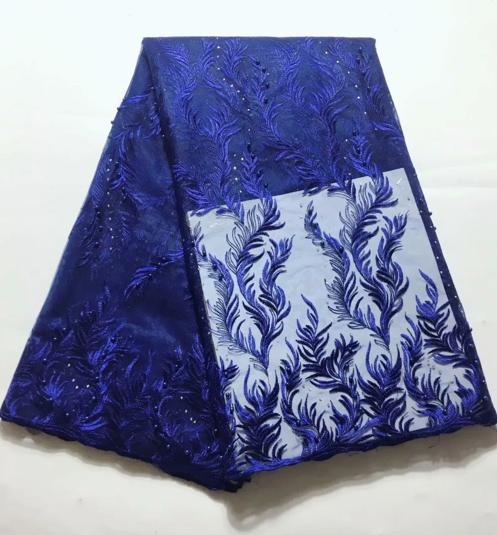 Белый Африканский 3D бисером кружевной ткани 2019 Высокое качество Кружева