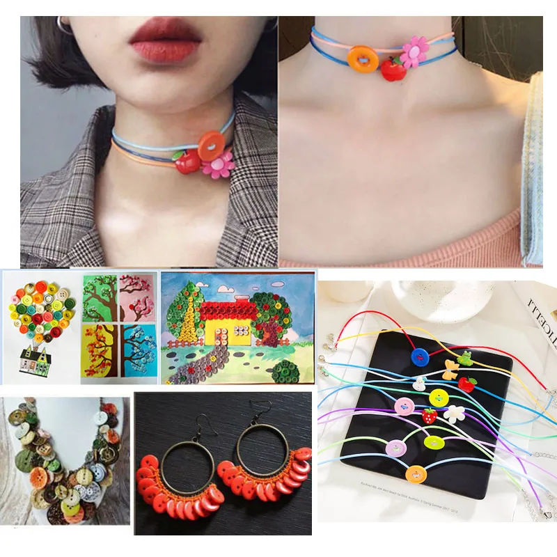 100 шт. разноцветные Круглые полимерные пуговицы для шитья одежды детская одежда