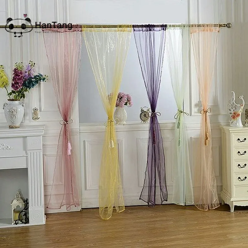 200/270cmx100cm Solid Voile Window Curtains Sheer Door Drape Transparent Tulle Panel For Home Decor Living Room Bedroom Kitchen | Дом и сад
