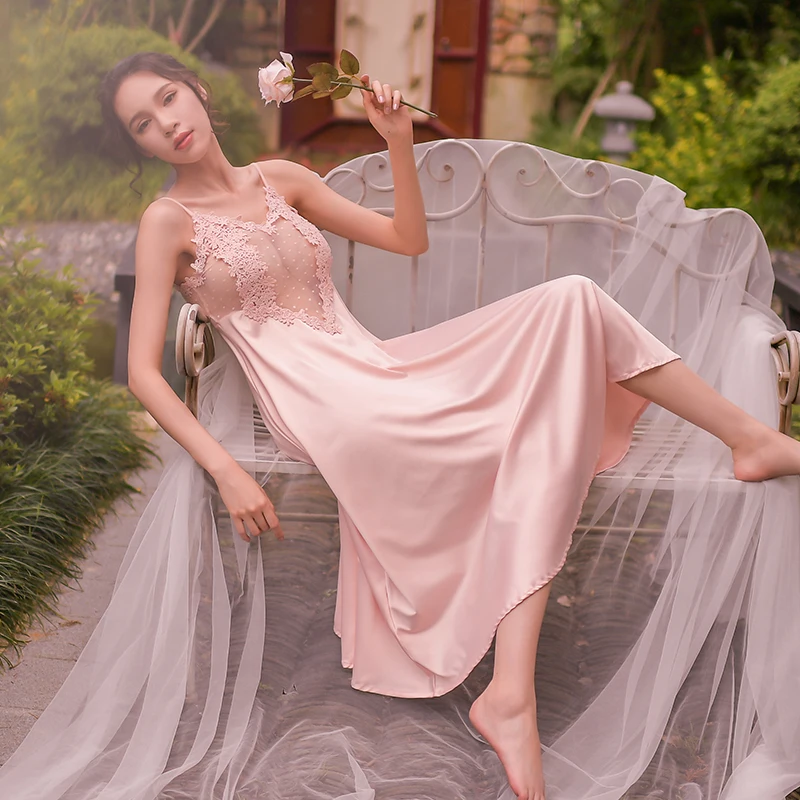 Yhotmeng2019 новая сексуальная летняя женская Прозрачная Тонкая ночная рубашка с