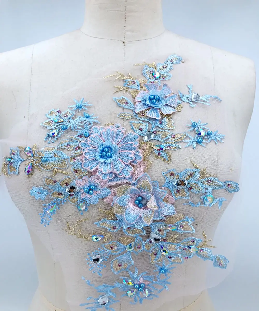 Ручная работа цвет горного хрусталя Жемчужное Кружево вышитая нашивка