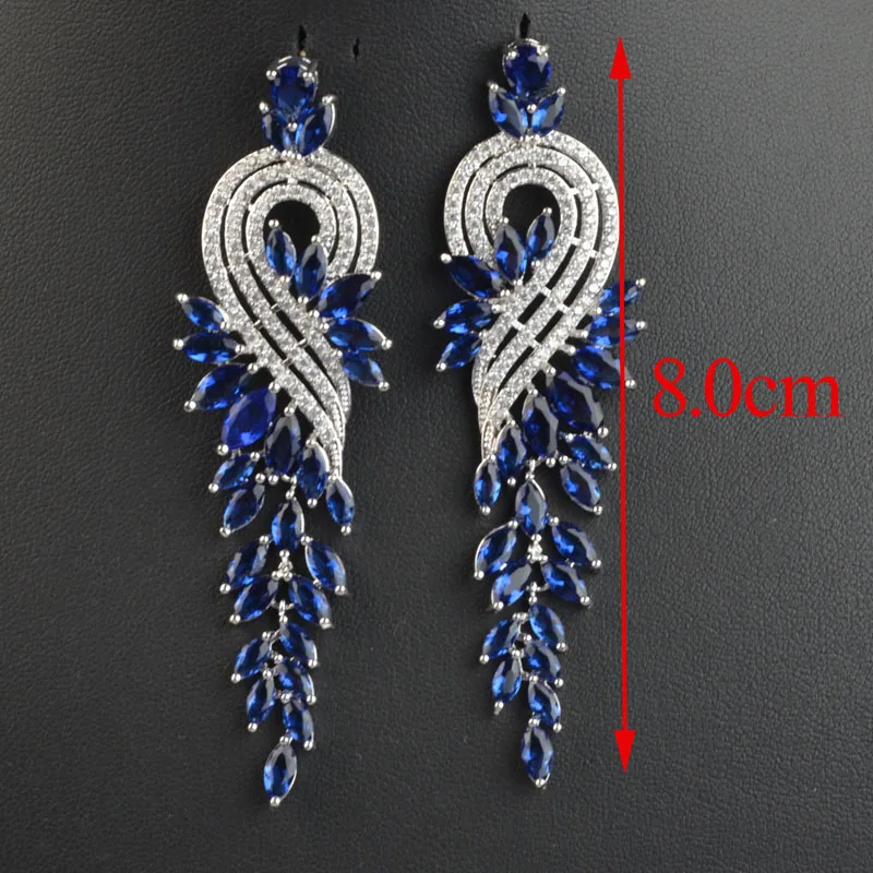 Элегантные висячие серьги 8 см в длину с черным/зеленым/красным/белым/синим