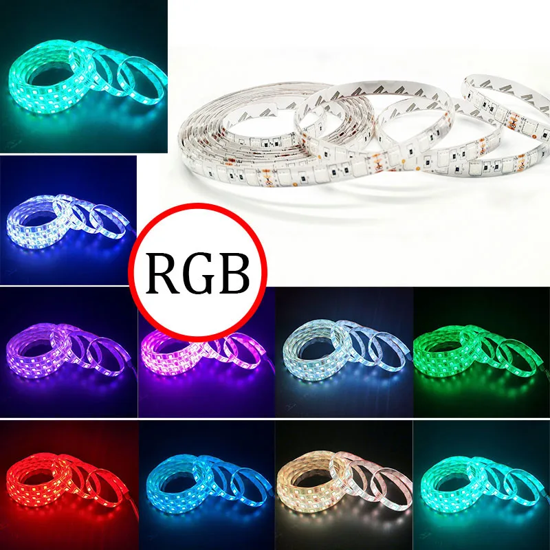 12 В Светодиодная лента для ПК 5050 RGB 5 м не Водонепроницаемая 60 светодиодов/м DC с
