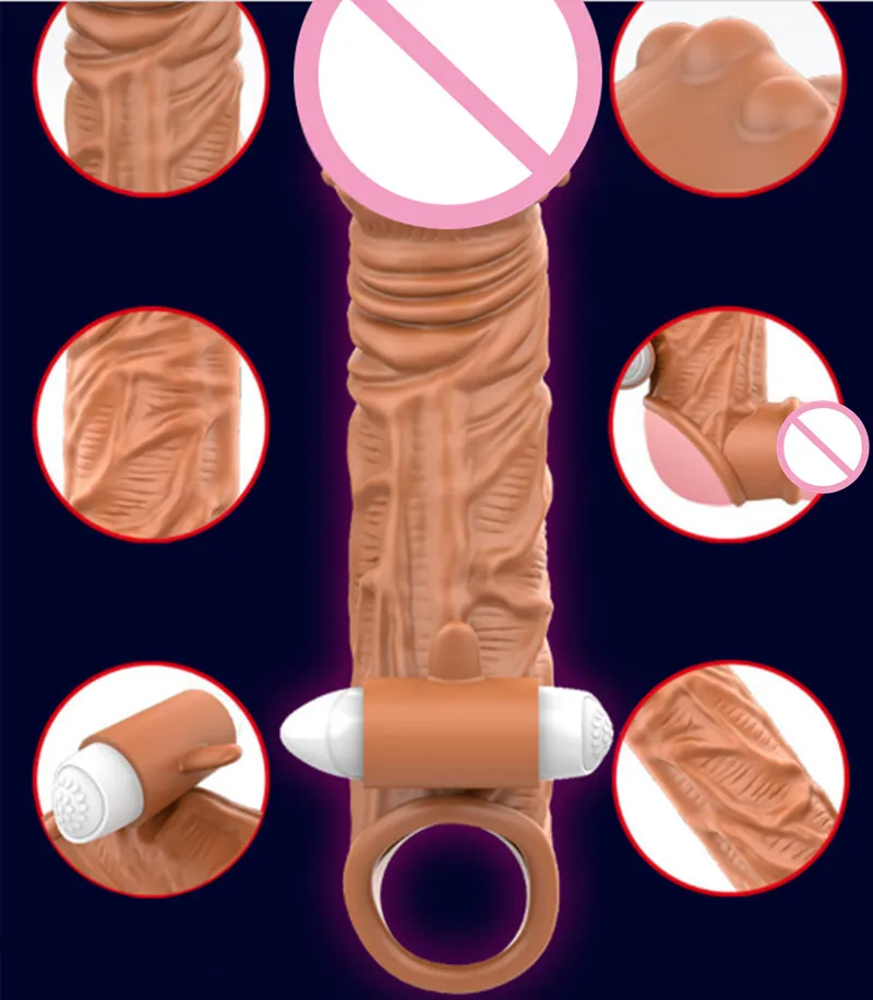 Вибратор накладной рукав многоразовые силиконовое кольцо для пениса Увеличить