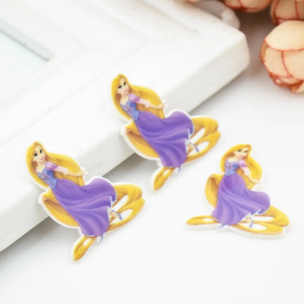 Kawaii Мультфильм плоское заднее украшение из смолы запутанная Фигурка Рапунцель