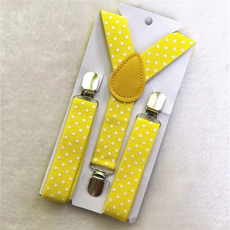 OnnPnnQ Fashion New Boys Girls 3Clips Suspenders Set Personality Yellow Dots Bow Tie Adjust Braces Kids Daily Show Accessories | Аксессуары