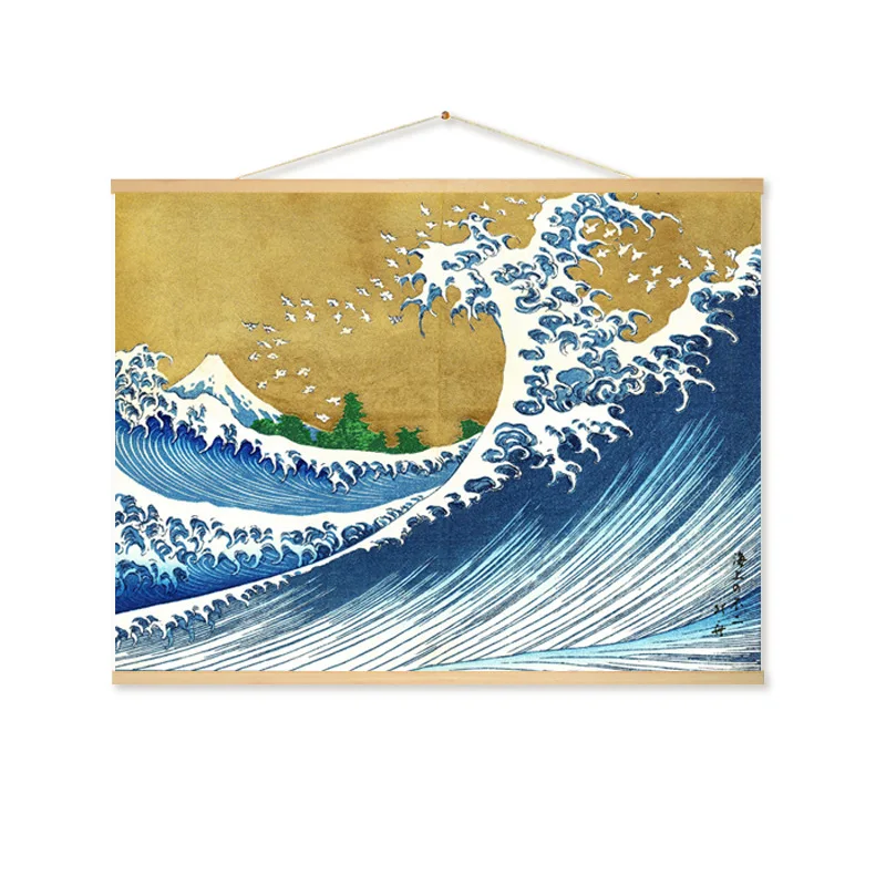 Большая волна Kanagawa Surf висячая прокрутка картина холст печать стены искусства настенные картины для гостиной японский Ukiyo-e