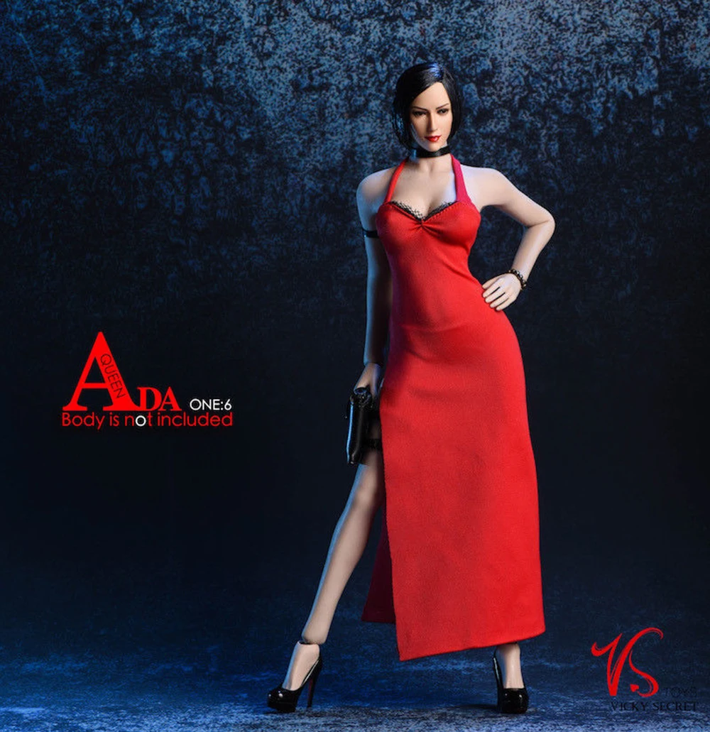 Аксессуары для корректировки фигуры 1:6 сексуальное 18XG14 Ada Wong платье набор 1/6 висячая Шея длинная юбка черный красный цвета для большой груди тела