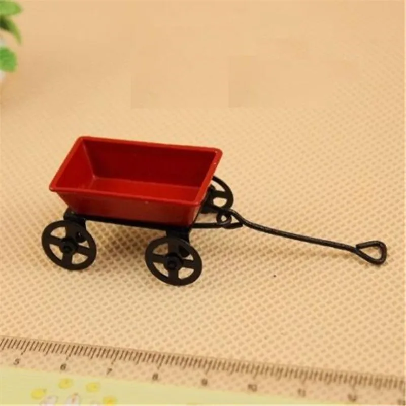 Eatingbiting (R) Кукольный Миниатюрный Металл Красный тянуть тележку с Колёса 1:12 Весы