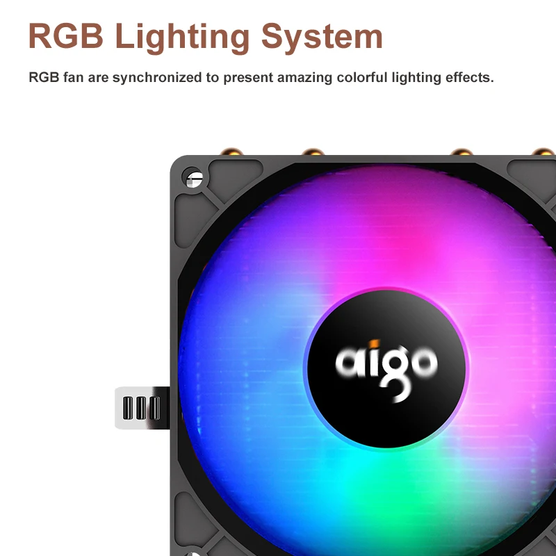 Кулер ЦП Aigo с RGB подсветкой кулер 4 тепловыми трубками для вентилятор 90 мм