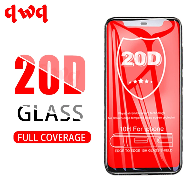 20D Защитное стекло для iPhone XR X XS полное покрытие Xs Max 6 6s 7 8 Plus защита экрана