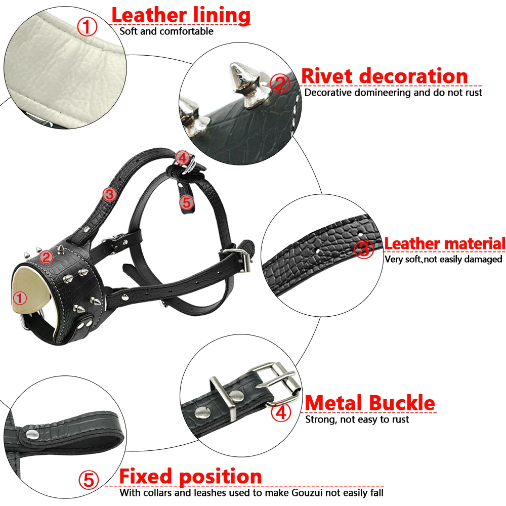 Регулируемая Маска для собак из искусственной кожи с шипами удобная маска укуса